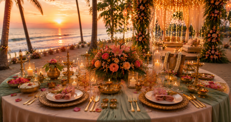 Creating a Memorable Table Setting for a Goa Beach Wedding Reception